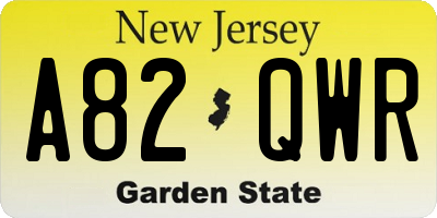 NJ license plate A82QWR