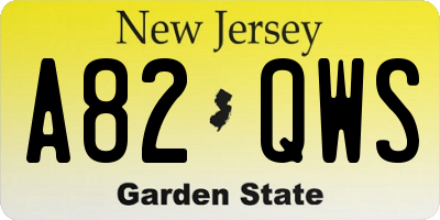 NJ license plate A82QWS