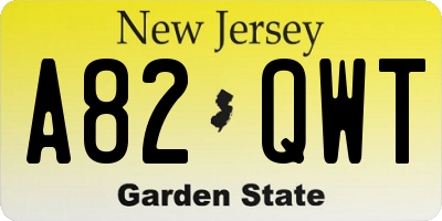 NJ license plate A82QWT