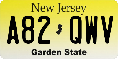 NJ license plate A82QWV