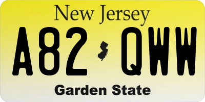NJ license plate A82QWW