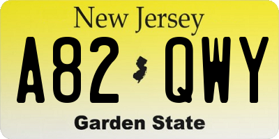 NJ license plate A82QWY