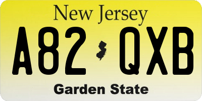 NJ license plate A82QXB