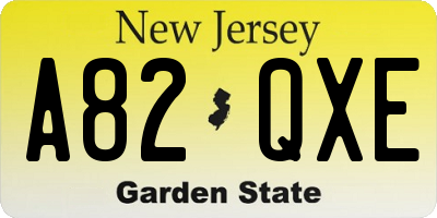 NJ license plate A82QXE