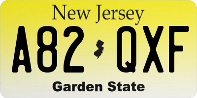 NJ license plate A82QXF
