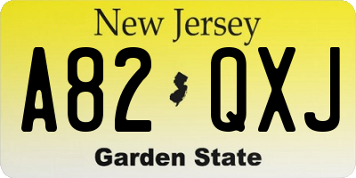 NJ license plate A82QXJ