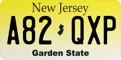 NJ license plate A82QXP