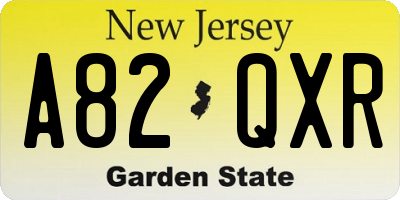 NJ license plate A82QXR