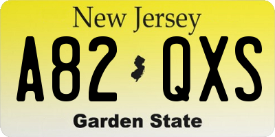 NJ license plate A82QXS