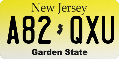 NJ license plate A82QXU