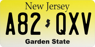 NJ license plate A82QXV
