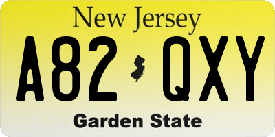 NJ license plate A82QXY