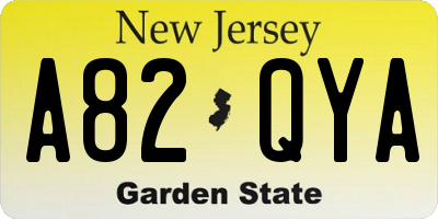 NJ license plate A82QYA