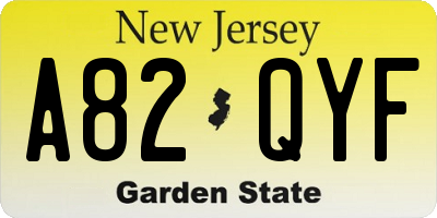 NJ license plate A82QYF