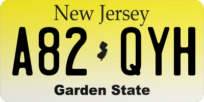 NJ license plate A82QYH