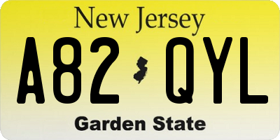 NJ license plate A82QYL