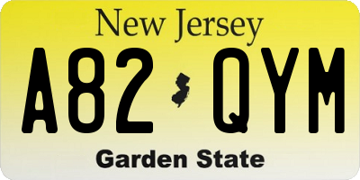 NJ license plate A82QYM
