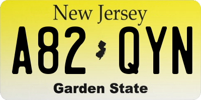 NJ license plate A82QYN