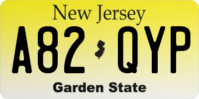 NJ license plate A82QYP