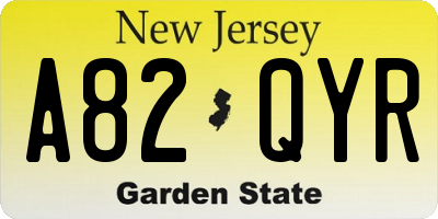 NJ license plate A82QYR