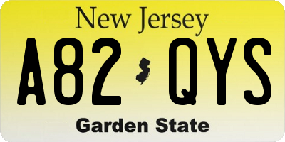 NJ license plate A82QYS