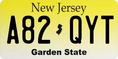 NJ license plate A82QYT