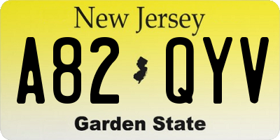 NJ license plate A82QYV