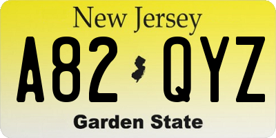 NJ license plate A82QYZ