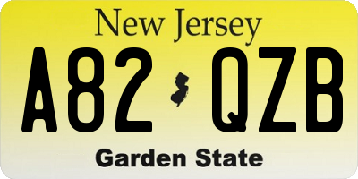 NJ license plate A82QZB