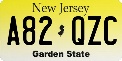 NJ license plate A82QZC