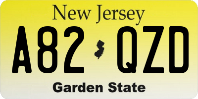 NJ license plate A82QZD