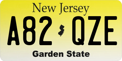 NJ license plate A82QZE