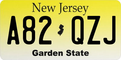 NJ license plate A82QZJ