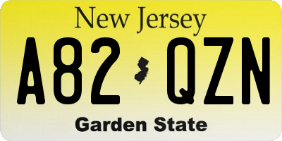 NJ license plate A82QZN