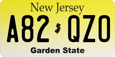NJ license plate A82QZO