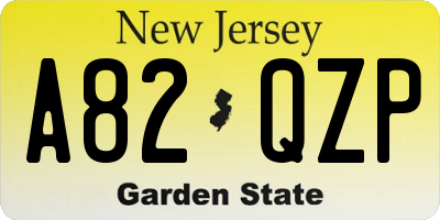 NJ license plate A82QZP