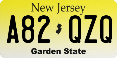 NJ license plate A82QZQ