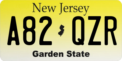 NJ license plate A82QZR