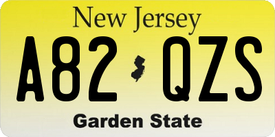 NJ license plate A82QZS
