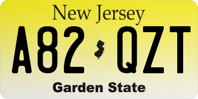 NJ license plate A82QZT