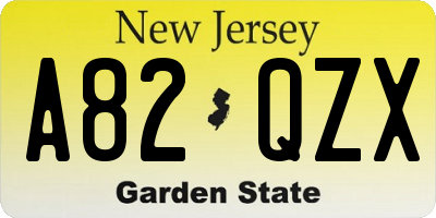 NJ license plate A82QZX