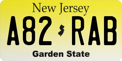 NJ license plate A82RAB