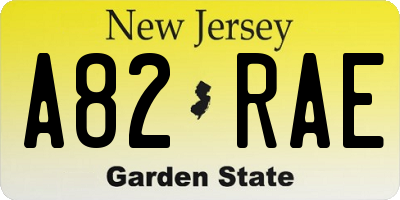 NJ license plate A82RAE
