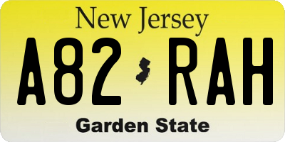 NJ license plate A82RAH