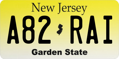 NJ license plate A82RAI