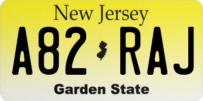 NJ license plate A82RAJ