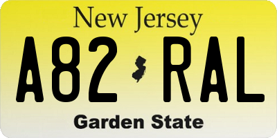 NJ license plate A82RAL