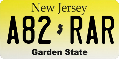 NJ license plate A82RAR