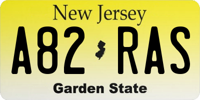 NJ license plate A82RAS