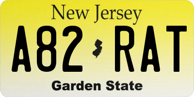 NJ license plate A82RAT